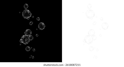 Floating Air Bubbles PNG Isolated on White for Hygiene, Spa, and Relaxation Design