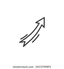 Icono de línea de flecha arriba flotante. signo de estilo lineal para concepto móvil y diseño web. Flecha rápida hacia arriba icono del vector de contorno. Símbolo, ilustración del logotipo. Gráficos vectoriales