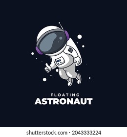 Floating Astronaut Cute Cartoon Creative Logo Design Mascot Illustration