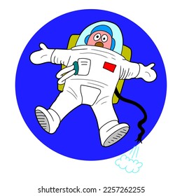 floating astronaut hand draw vector