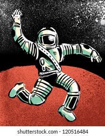 Floating Astronaut on Mars