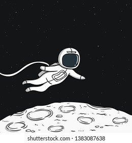 Floating astronaut on the moon with space background