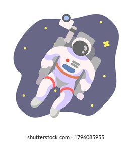 Floating astronaut in outer space