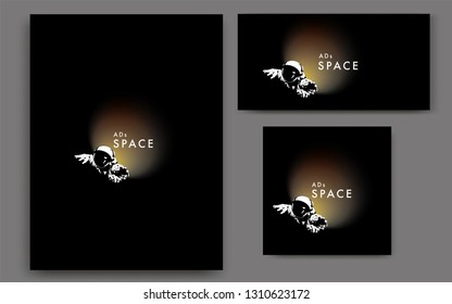 floating astronaut in the space poster, For Banner, advertising, template flyer design