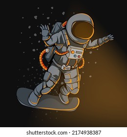 Floating Astronaut In The Space. Spaceman.