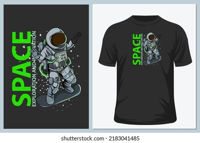 Floating Astronaut in the space. t shirt design