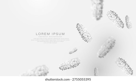 Floating bacteria shapes drift across a minimalist background. Science and healthcare technology