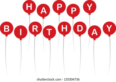 Floating balloons spelling out "Happy Birthday"