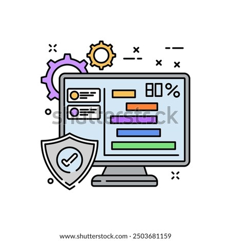 Floating Bar Chart Fill Color Icon, Vector illustration