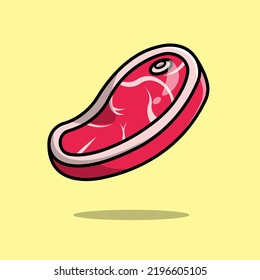 Floating Beef Steak Cartoon Vector Icon Illustration. Flat Cartoon Concept
