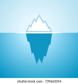 Floating big iceberg in blue water, vector cartoon icon