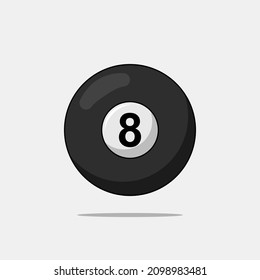 Floating billiard ball 8 cartoon style icon illustration. Sport icon concept isolated vector.