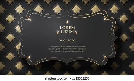 Floating black frame on abstract traditional Thai pattern background