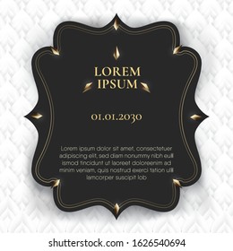 Floating black frame on white pattern background
