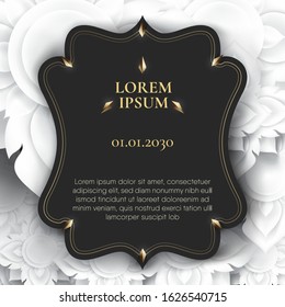 Floating black frame on white pattern background