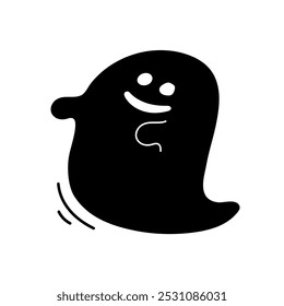 Floating black ghost with a smile