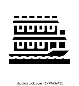 floating boat house glyph icon vector. floating boat house sign. isolated contour symbol black illustration