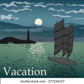 floating boat to the lighthouse