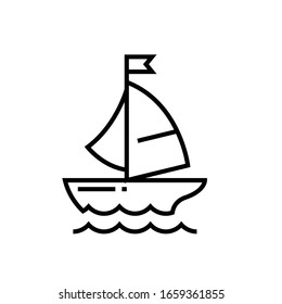 Floating boat line icon, concept sign, outline vector illustration, linear symbol.