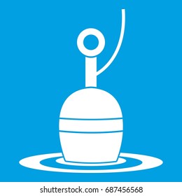 Floating bobber icon white isolated on blue background vector illustration