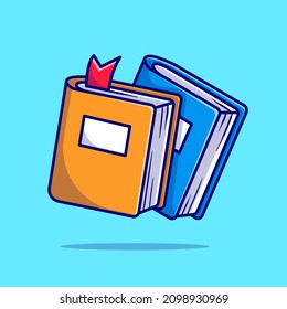 Floating Books Cartoon Vector Icon Illustration. Object Education Icon Concept Isolated Premium Vector. Flat Cartoon Style