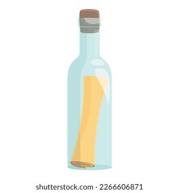 Vector de dibujos animados de iconos de botellas flotantes. Pirata de agua. Publicar nota