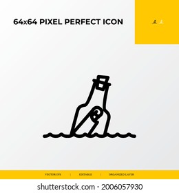 floating bottle icon . part ocean and sea life icon set. 64x64 pixel perfect vector icon illustration