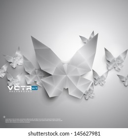 Floating Butterfly Origami Background