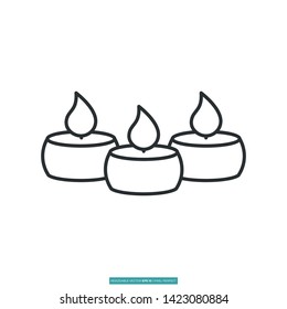 Floating Candle Icon Vector Illustration Logo Template