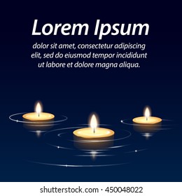 Floating candles in an aluminum sleeve, vector illustration