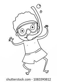floating child boy  cartoon coloring