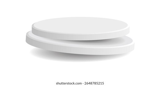 Pedestal de palco de pódio de cilindro de círculo flutuante e vetor de plataforma, uma exibição moderna e elegante para produtos, prêmios ou apresentações. Ideal para apresentações elegantes e designs minimalistas.