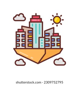 Icono de Ciudad flotante en vector. Ilustración