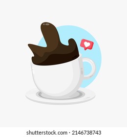 Floating coffee cartoon icon design