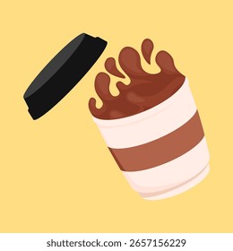 schwimmender Kaffee Einfache, flache Illustration, minimalistischer Designvektor