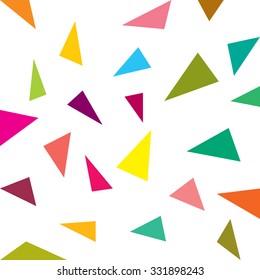 Floating colorful triangle on white background