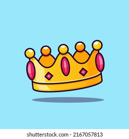 Floating crown cartoon vector icon illustration isolated