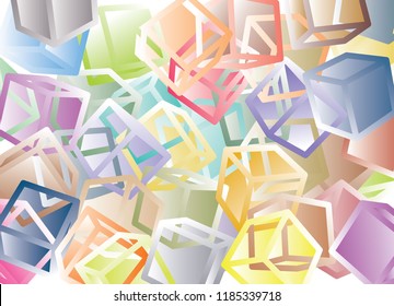 Floating cubes filled with colorful gradients, overlapping