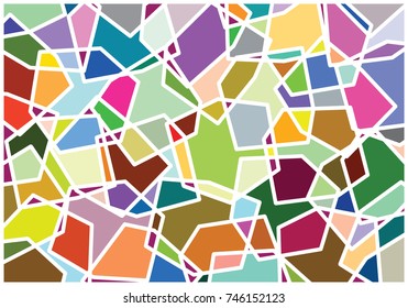 Floating cubes outlined, randomly rotated in space, creating modern, geometric, color pattern