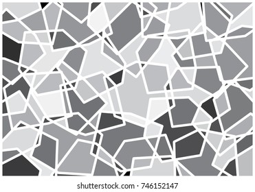 Floating cubes outlined, randomly rotated in space, creating modern, geometric, gray scale pattern