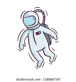 floating cute astronaut with colored doodle style