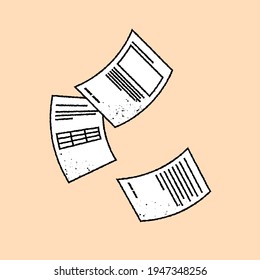 Floating documents illustration. Vector icon.