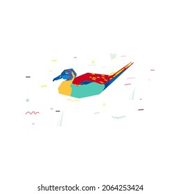 floating duck, cartoon vector illustration