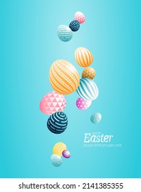 Floating Easter egg for Easter festival holiday design concept.