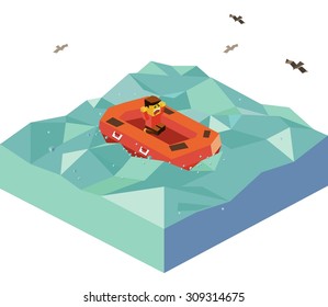 Floating Emergency Boat. isometric art