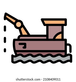 Floating Fish Farm Icon. Outline Floating Fish Farm Vector Icon Color Flat Isolated