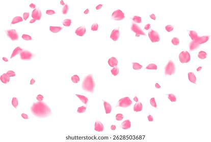 Floating flower petals love day vector illustration. Pink rose petals symbols. Wedding anniversary card