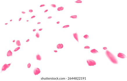 Floating flower petals Love day vector illustration. Pink rose petals symbols explosion. greeting card