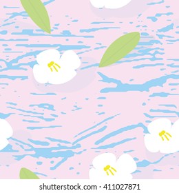 Floating flowers illustration, can also be used as a seamless pattern.