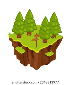 Floating Forest Island Vector Illustration